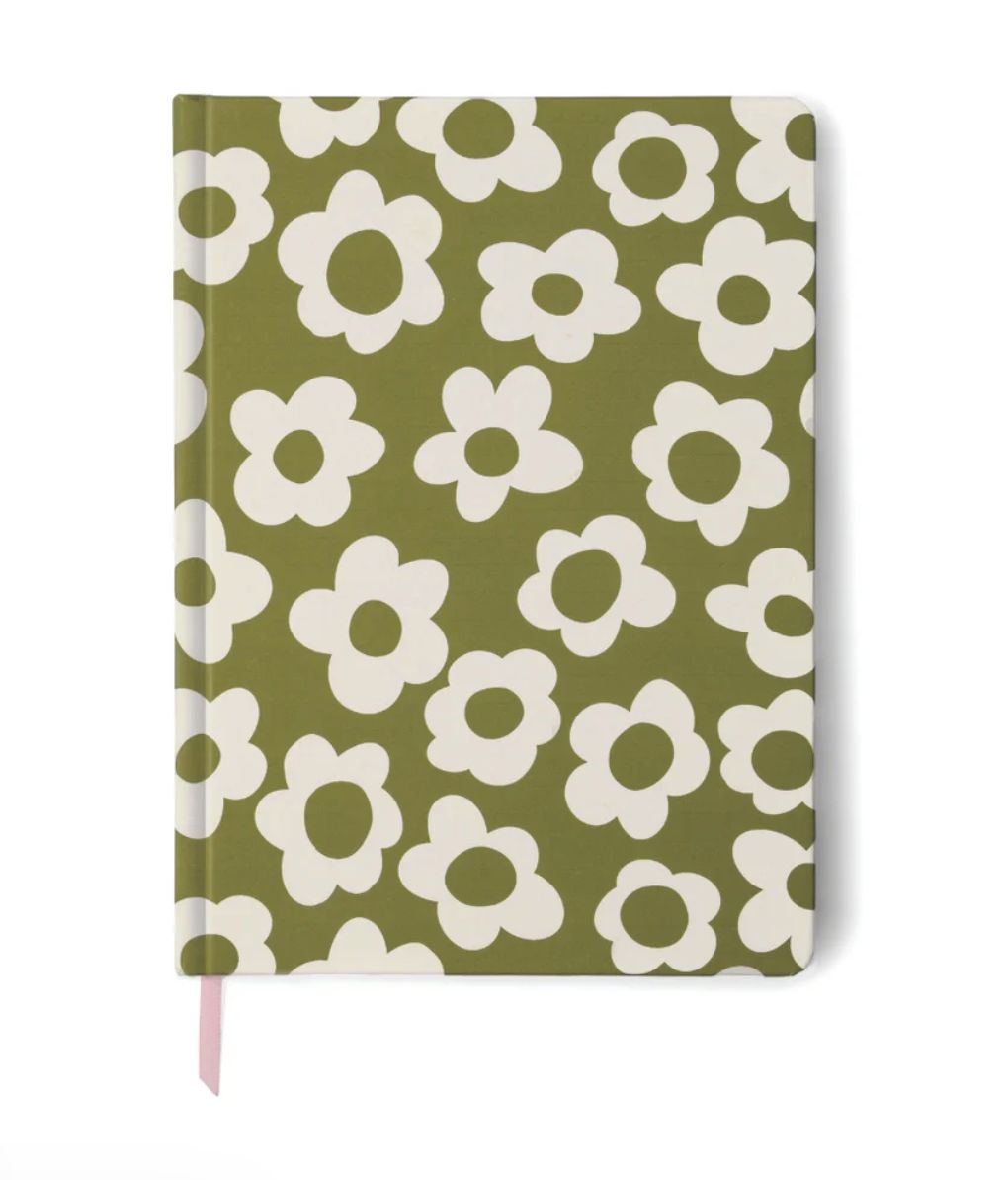 Journal - Soft touch Green Groovy Floral