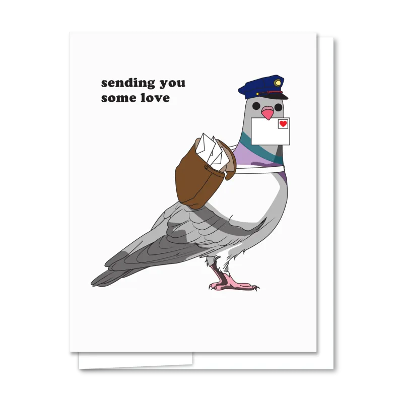 Card - Blank: Sending Love Pigeon Post