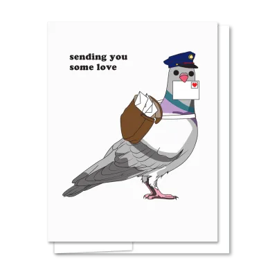 Card - Blank: Sending Love Pigeon Post