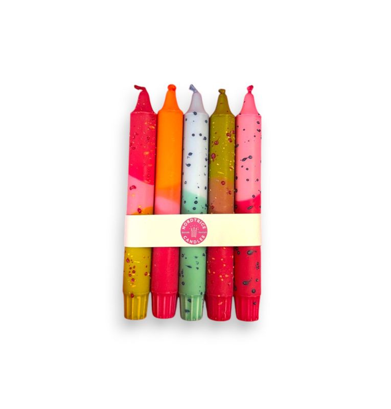Taper Candles - Pack of 5: Spring Fuschia Confetti