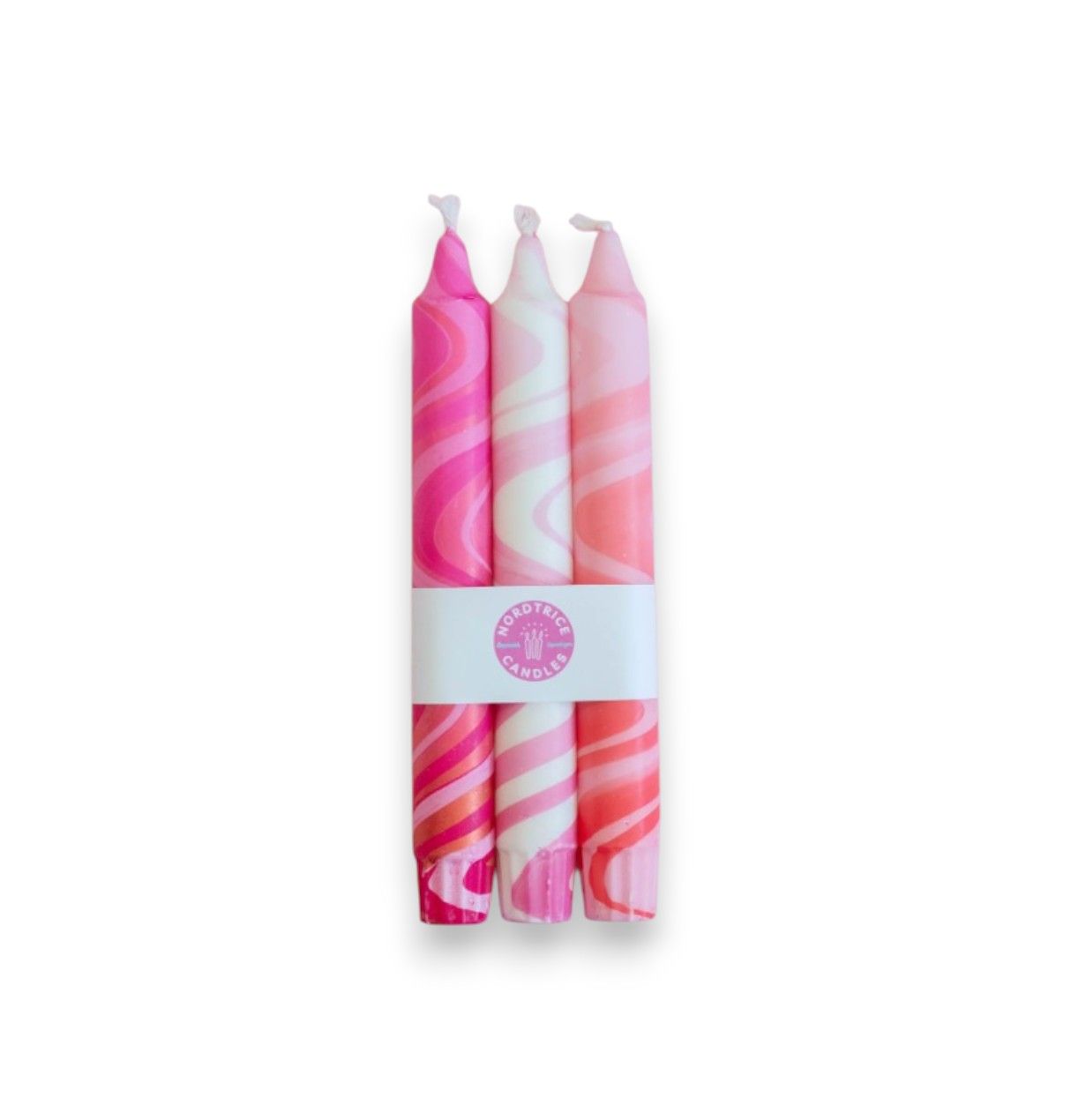 Taper Candles - Pack of 3: Pink Marble