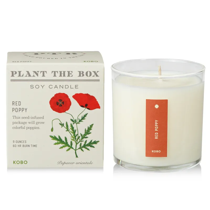 Candle - Kobo Plant The Box 10oz: Red Poppy