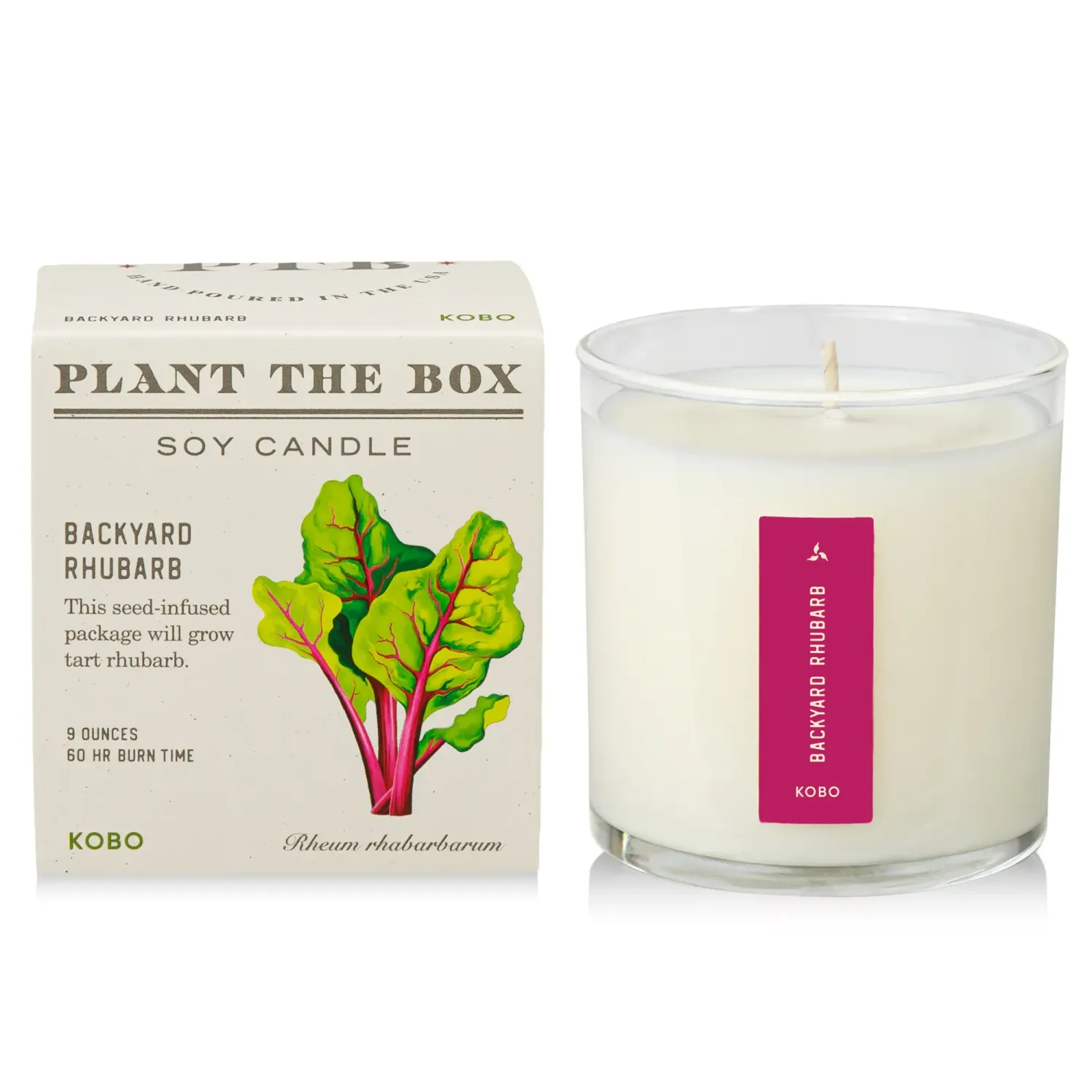 Candle - Kobo Plant The Box 10oz: Backyard Rubarb