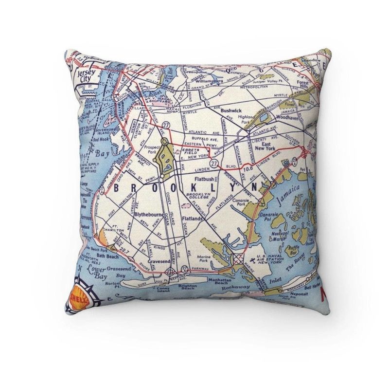 Pillow - Brooklyn Map (colorful)