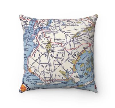Pillow - Brooklyn Map (colorful)