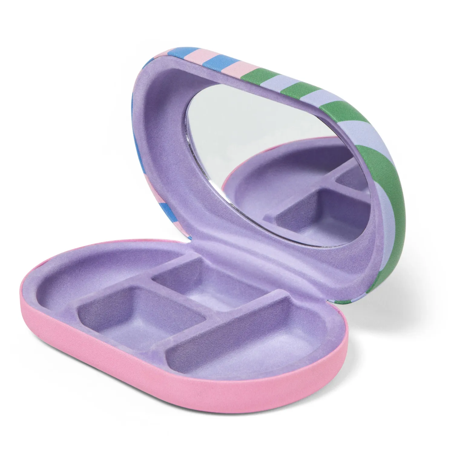 Jewelry Case - Striped w/ Mirror