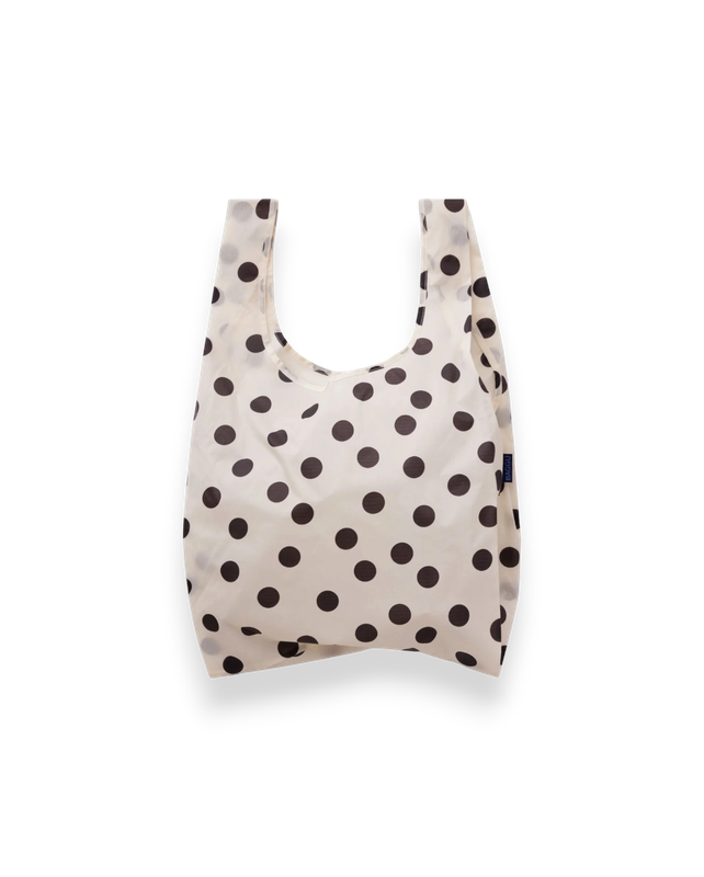 Tote - Foldable: Baggu Cream and Black Polka Dot