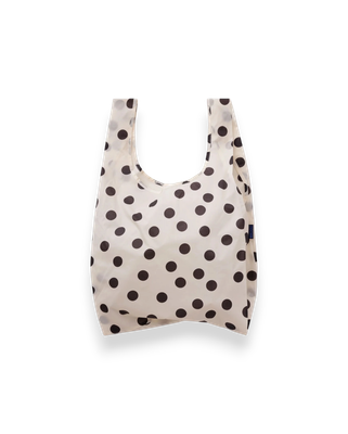 Tote - Foldable: Baggu Cream and Black Polka Dot