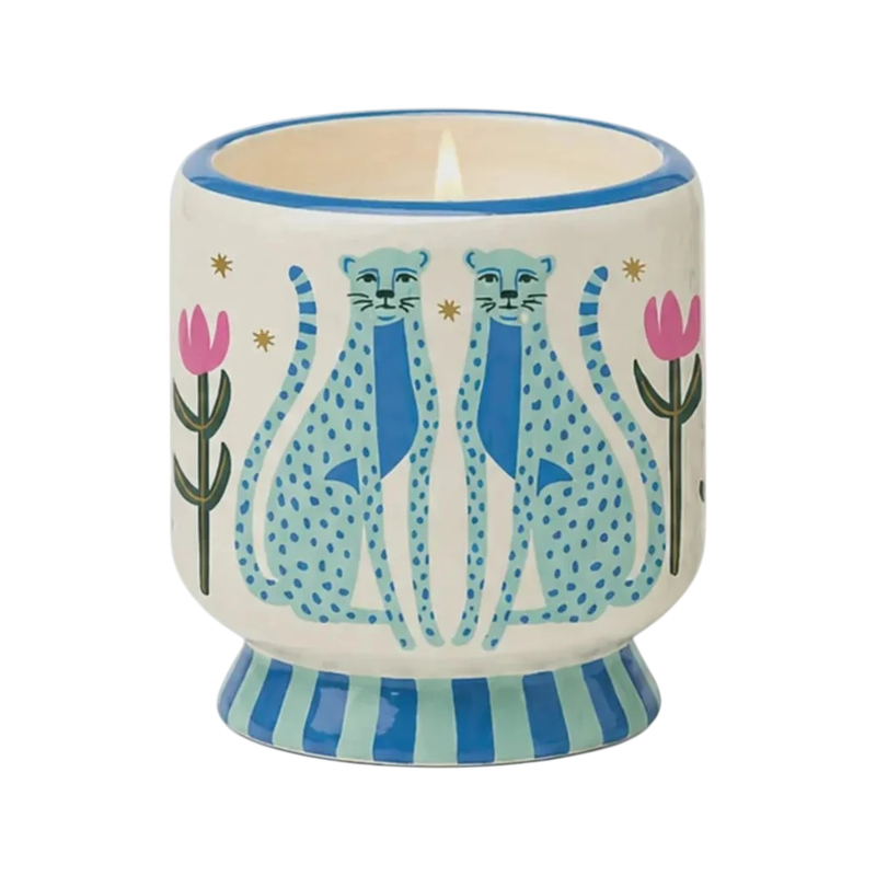 Candle - Dopo Painted Blue Cheetahs: Linen &amp; Orris