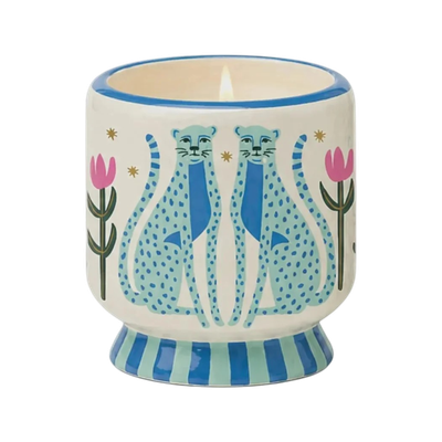 Candle - Dopo Painted Blue Cheetahs: Linen &amp; Orris