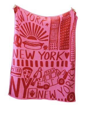 Knit Blanket - NY Big Apple Pink and Red
