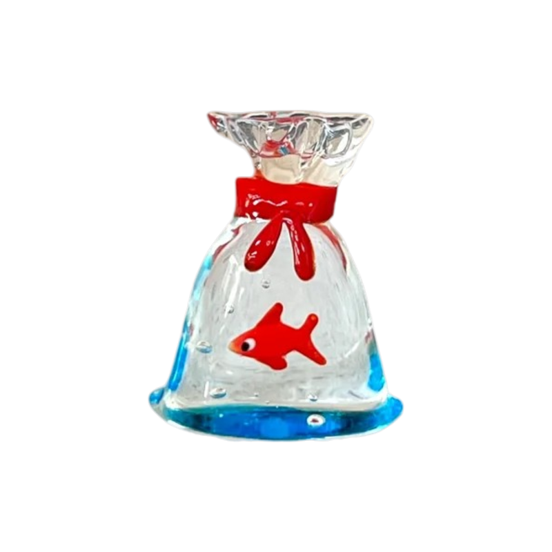 Tiny Glass Trinket -  Goldfish in Bag