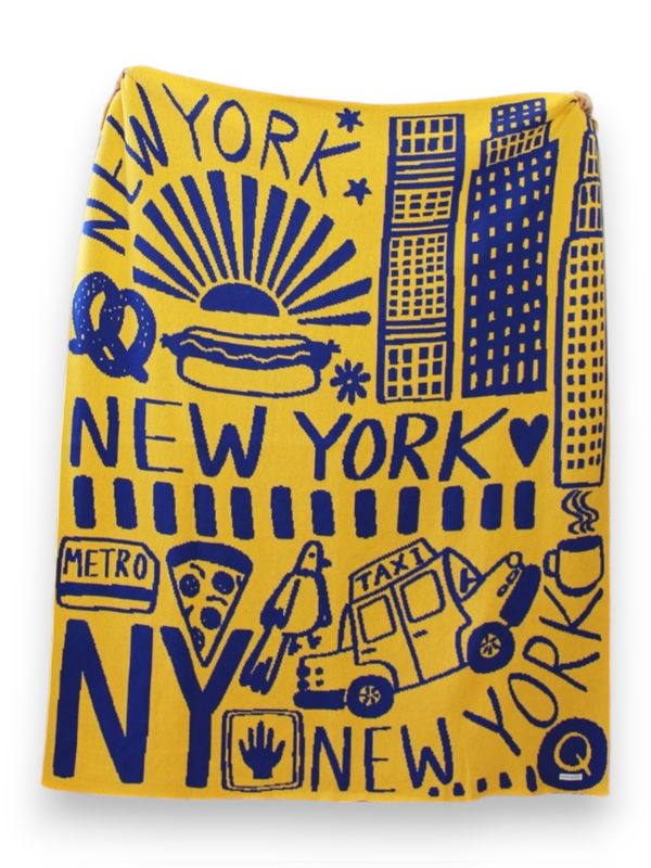 Knit Blanket -  NY Yellow &amp; Blue