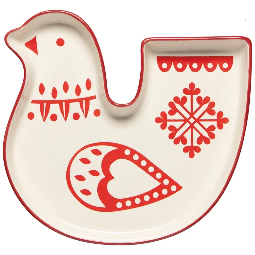 Shaped Dish Tray - Folk Forest bird