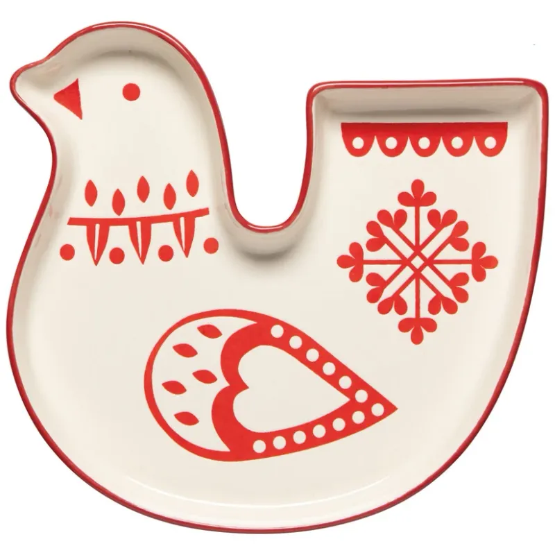 Shaped Dish Tray - Folk Forest bird