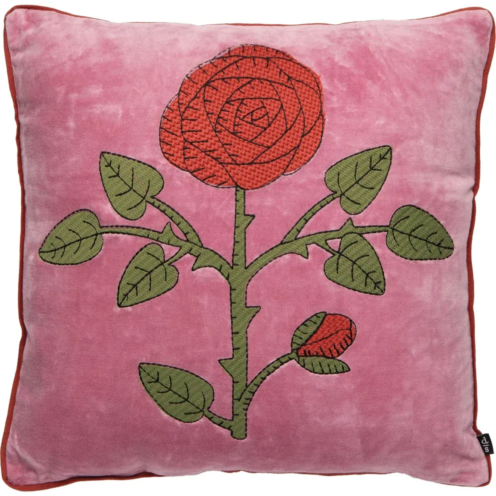 Pillow - Embroidered Rose Briar