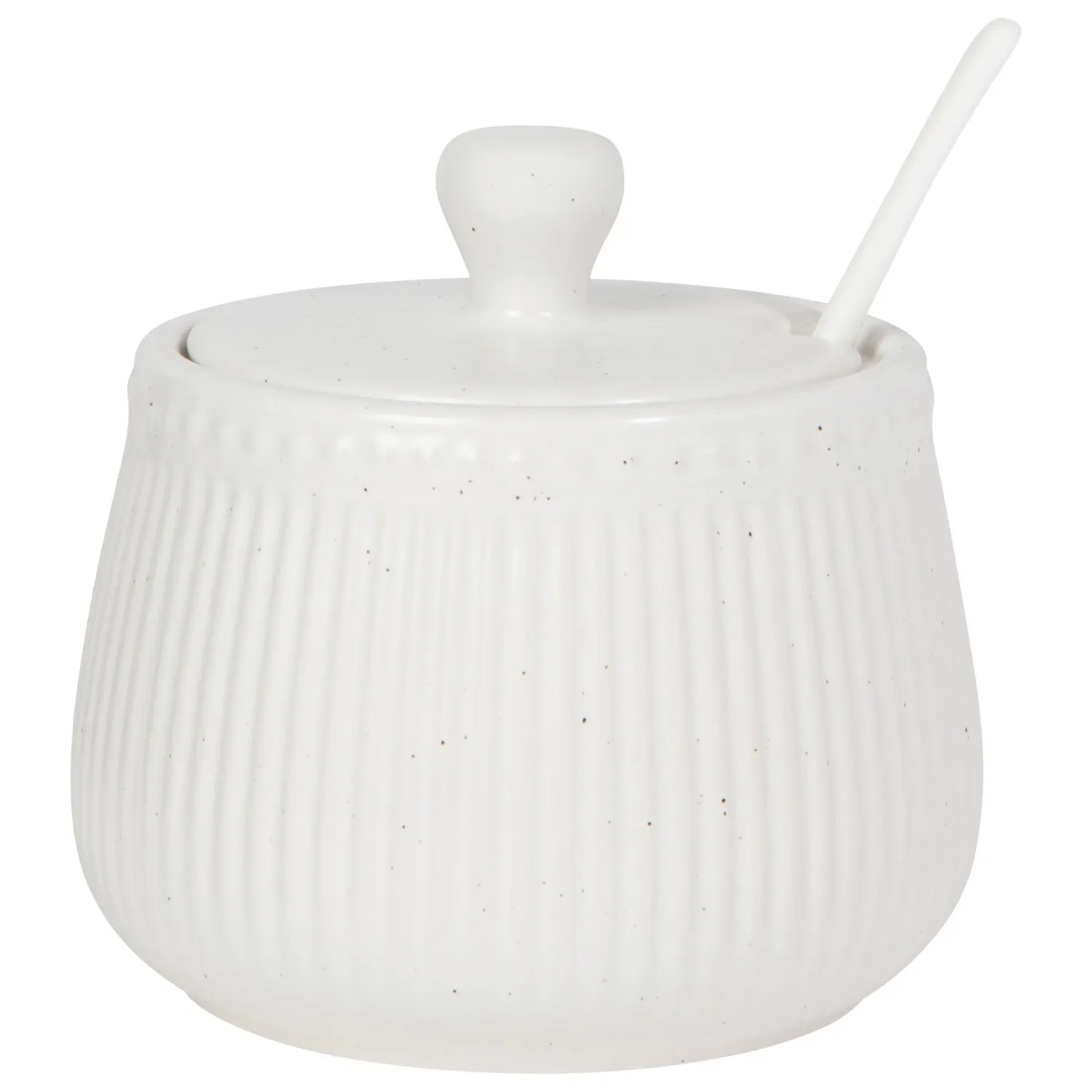 Sugar Pot - White w/Spoon