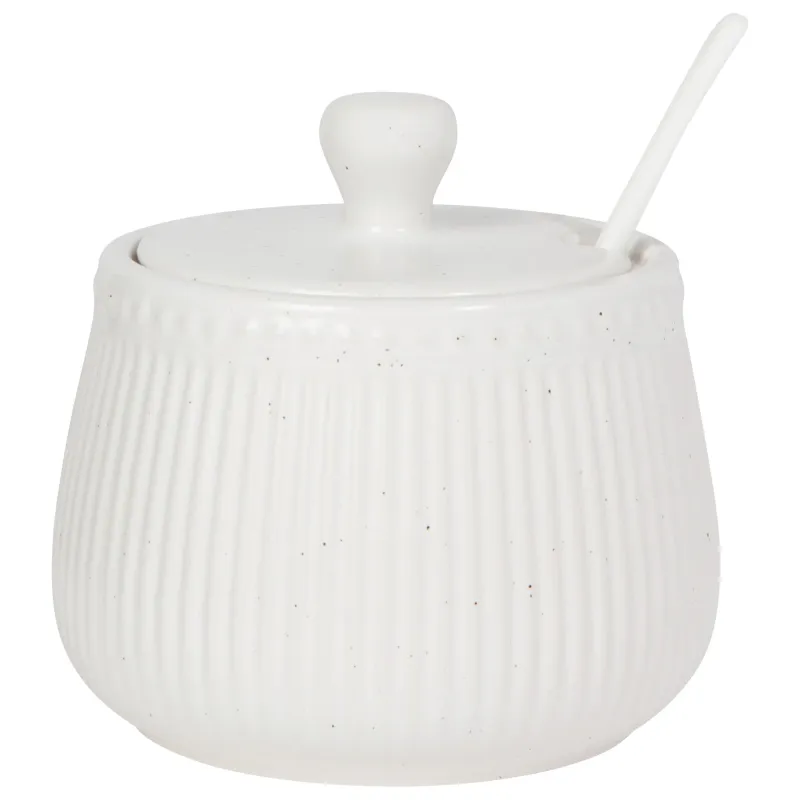 Sugar Pot - White w/Spoon