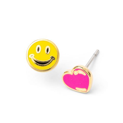 Earrings - Stud: YOW Smiley &amp; Heart