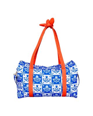 Duffel Bag - Blue Quilted Plaid Floral