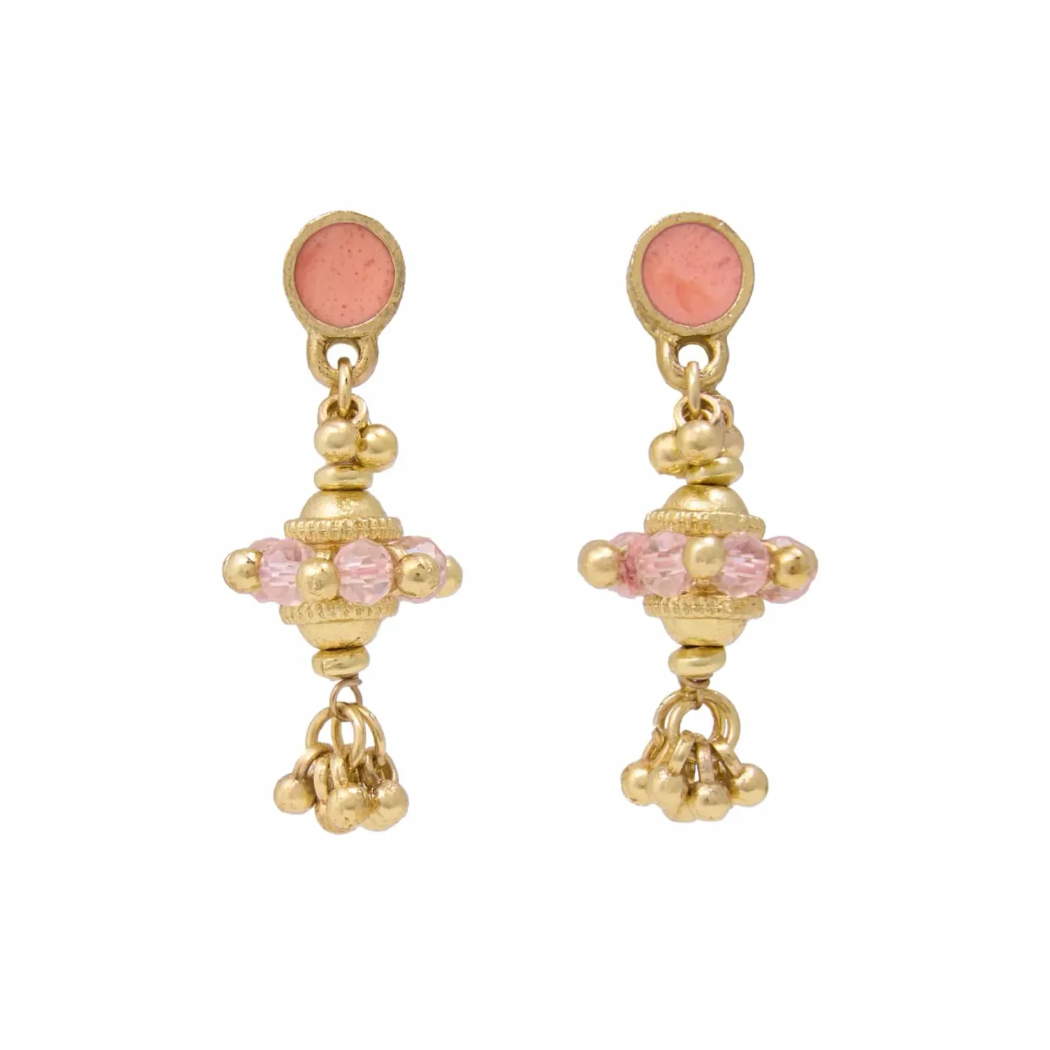 Earrings - Dangle: Jeannie Crystal and Enamel Coral