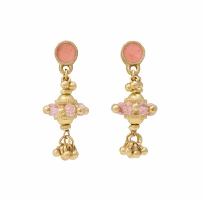 Earrings - Dangle: Jeannie Crystal and Enamel Coral