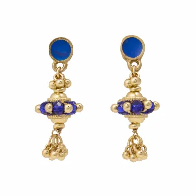 Earrings - Dangle: Jeannie Crystal and Enamel Blue