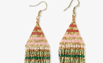 Earrings - Triangle Beaded: Lexie Stripe Sedona