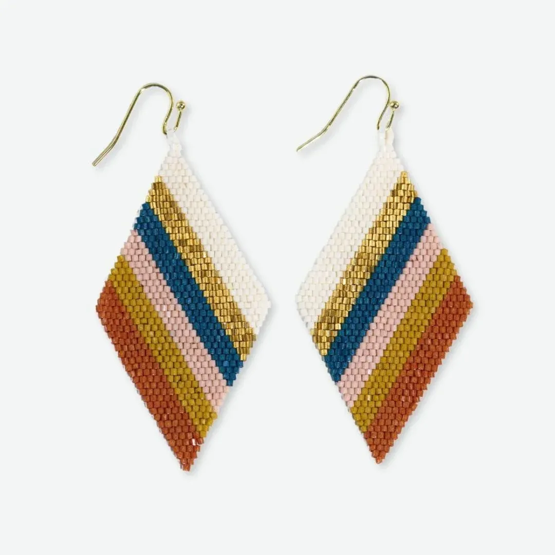 Earrings - Beaded Diagonal: Frida Stripe Desert
