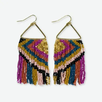 Earrings - Beaded Dangle: Paige Diamond Muted