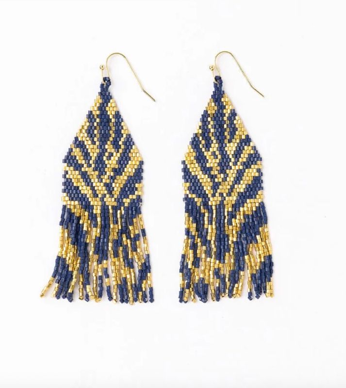 Earrings - Dangle: Delilah Zebra Navy and Gold