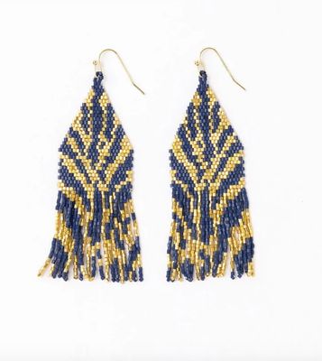 Earrings - Dangle: Delilah Zebra Navy and Gold