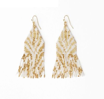 Earrings - Dangle: Delilah Zebra Gold and Ivory