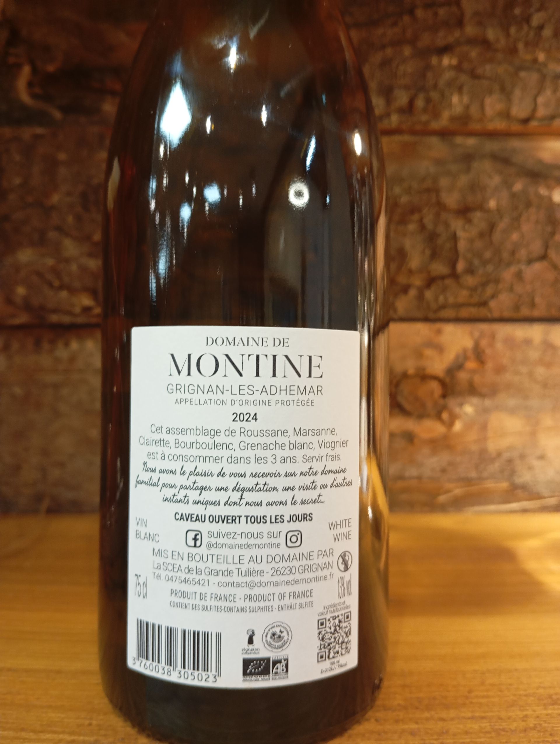 GOURMANDISE BLANC BIO DOMAINE DE MONTINE AOP GRIGNAN-LES-ADHEMAR 2024