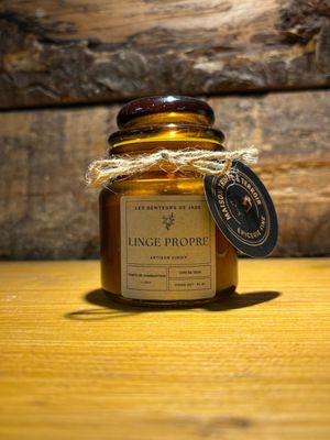 Bougie pot Ambre Linge propre 95g