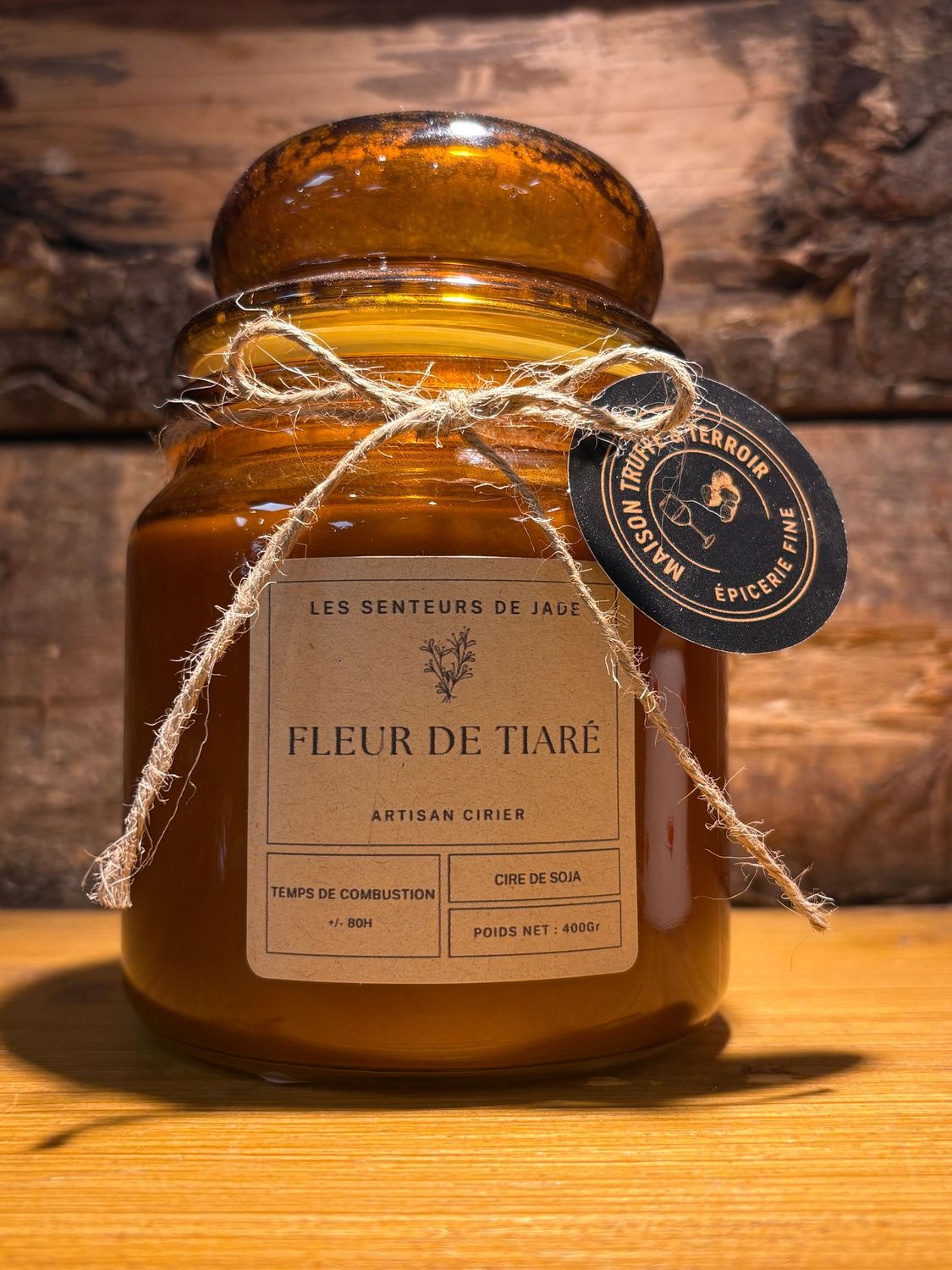 Bougie pot Ambre Fleur de Tiaré 400g