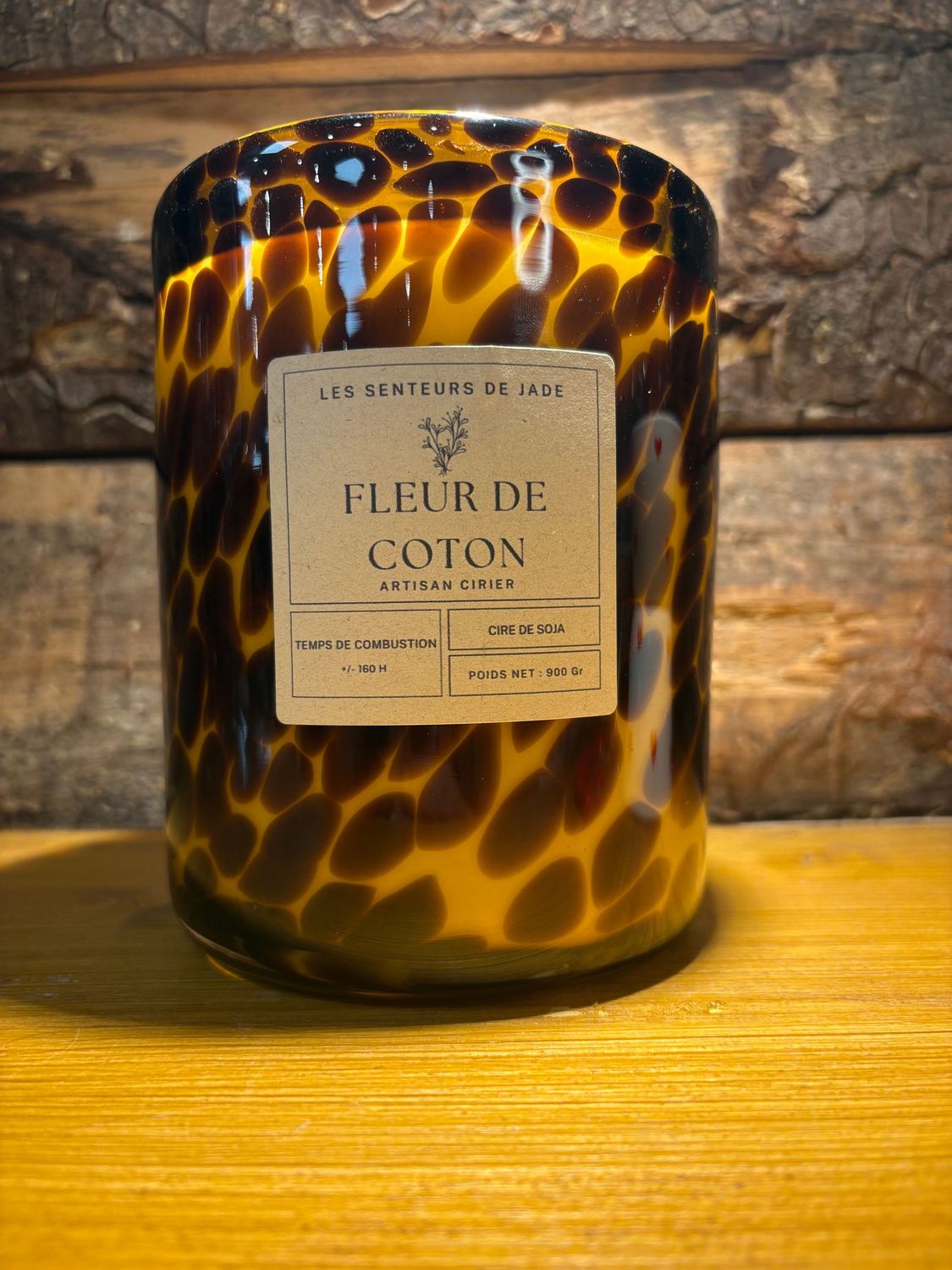 Bougie pot Léopard Fleur de coton 900g