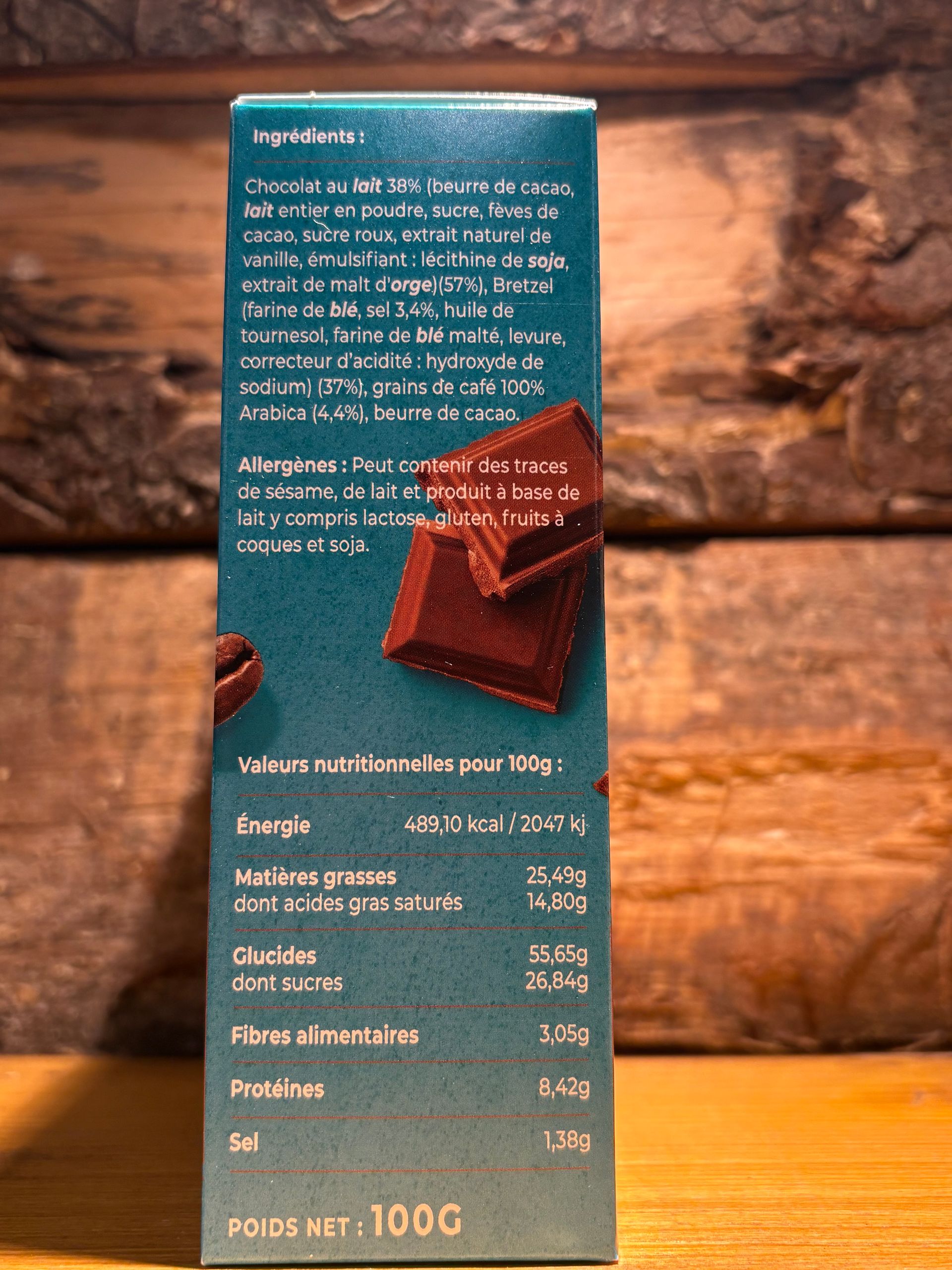 Bretzel chocolat au lait & éclats de café 100g