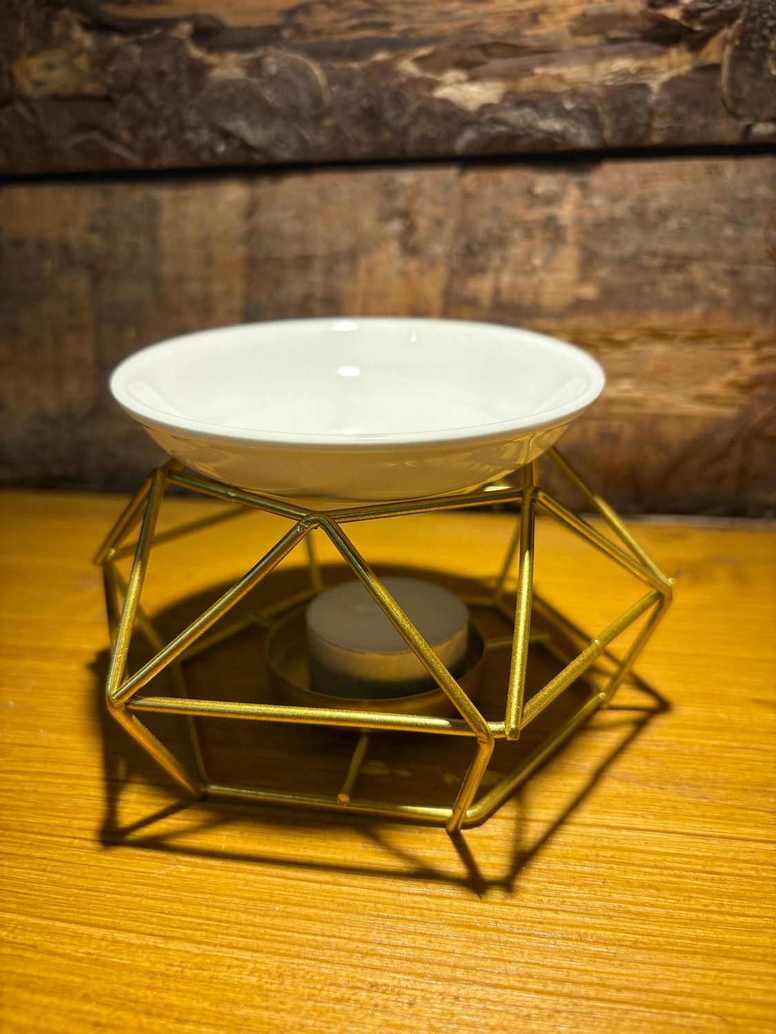 Brûleur pour fondants parfumés Quadrillage or