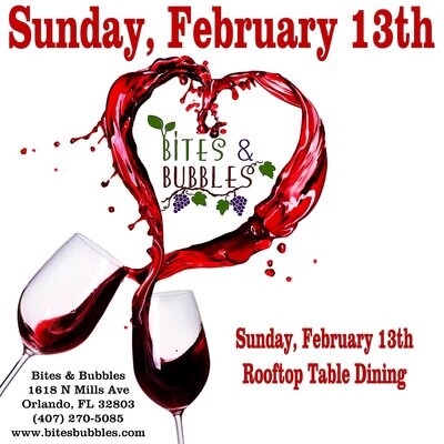 Valentine's Sunday, February 13th Rooftop Dining