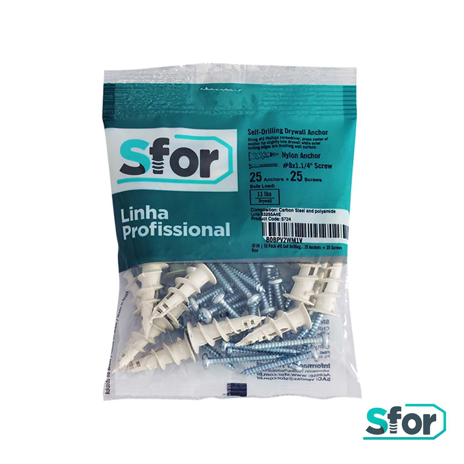 Pack of 50 Self Drilling Drywall Anchors - SFOR