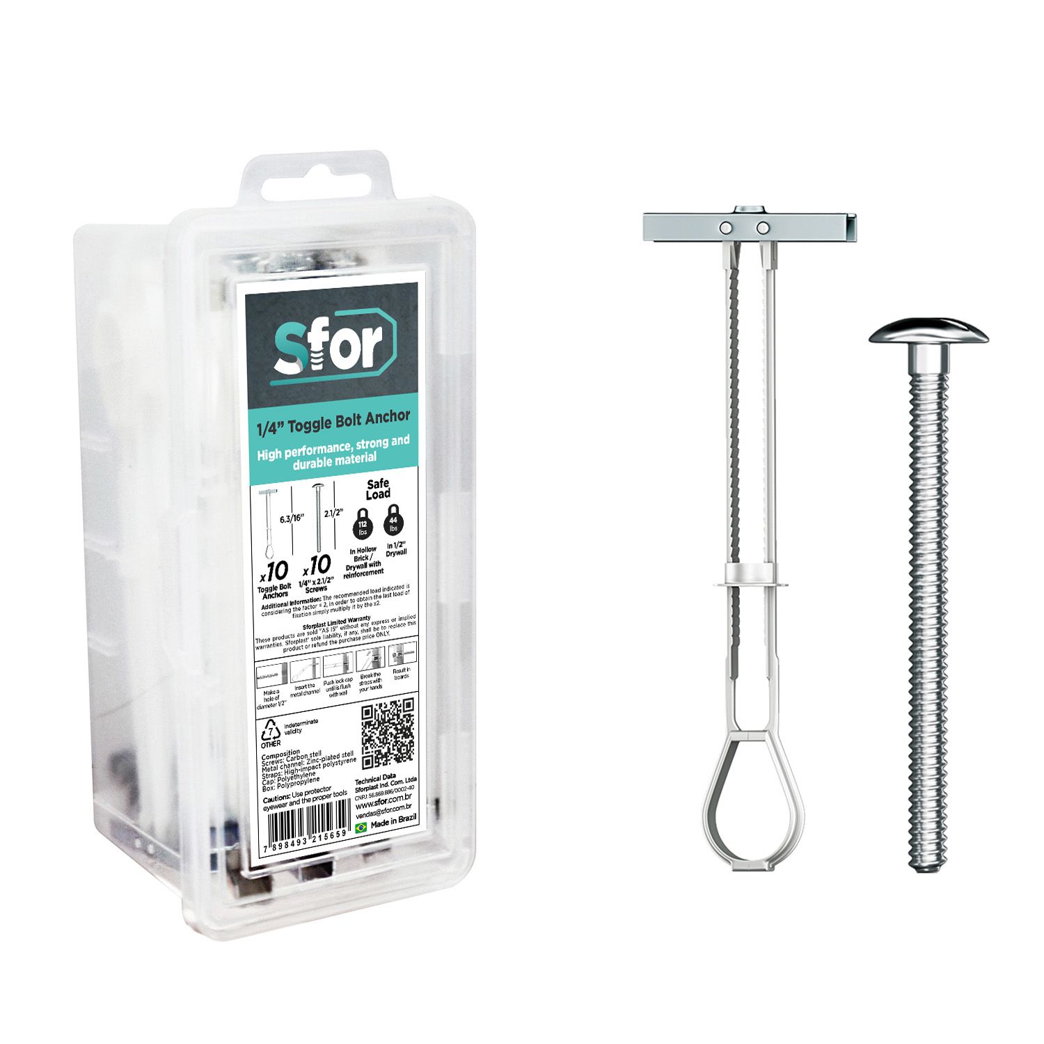Pack of 20 - 1/4 Heavy-Duty Drywall Anchors - SFOR