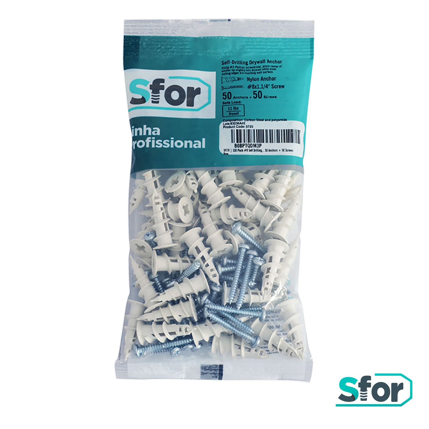Pack of 100 Self Drilling Drywall Anchors - SFOR