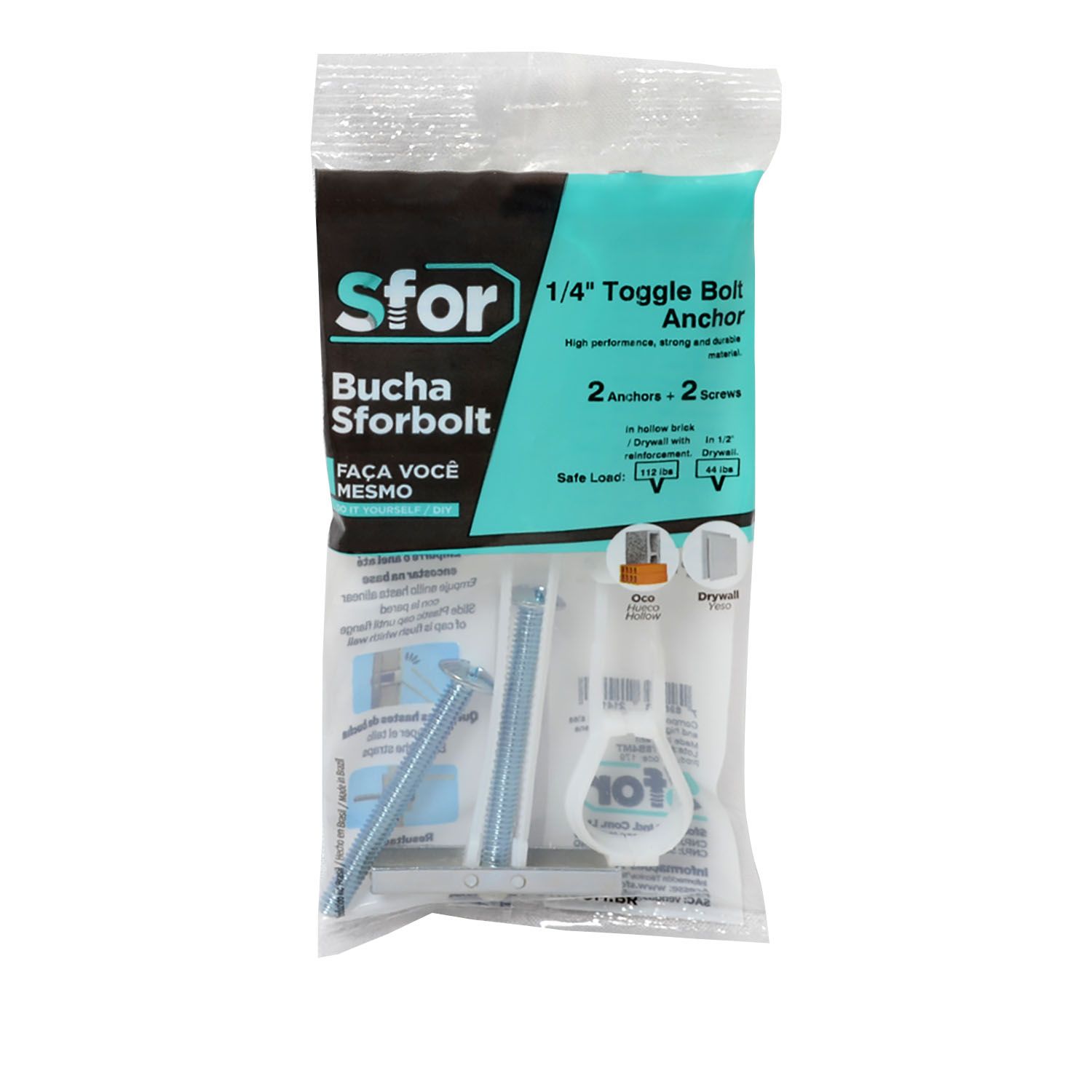 Pack of 4 - 1/4 Heavy-Duty Drywall Anchors - SFOR