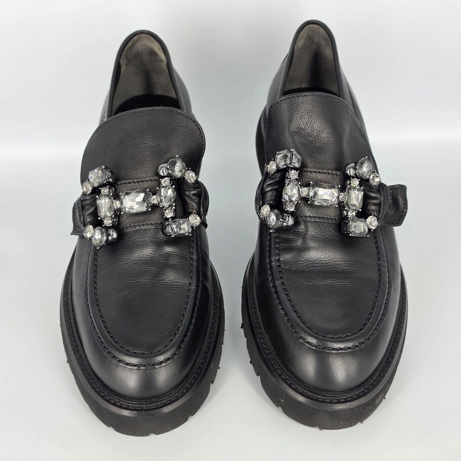 Kennel & Schmenger Loafer aus Leder Straßschnalle in schwarz Gr. 39,5