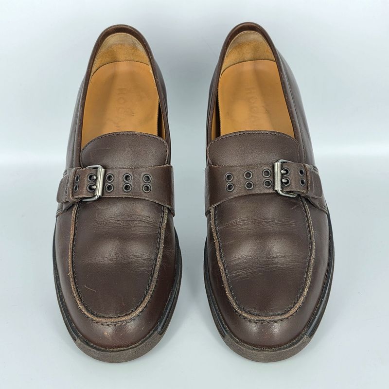 Hogan Halbschuhe aus Leder mit Schnalle, Gummisohle in braun Gr. 39