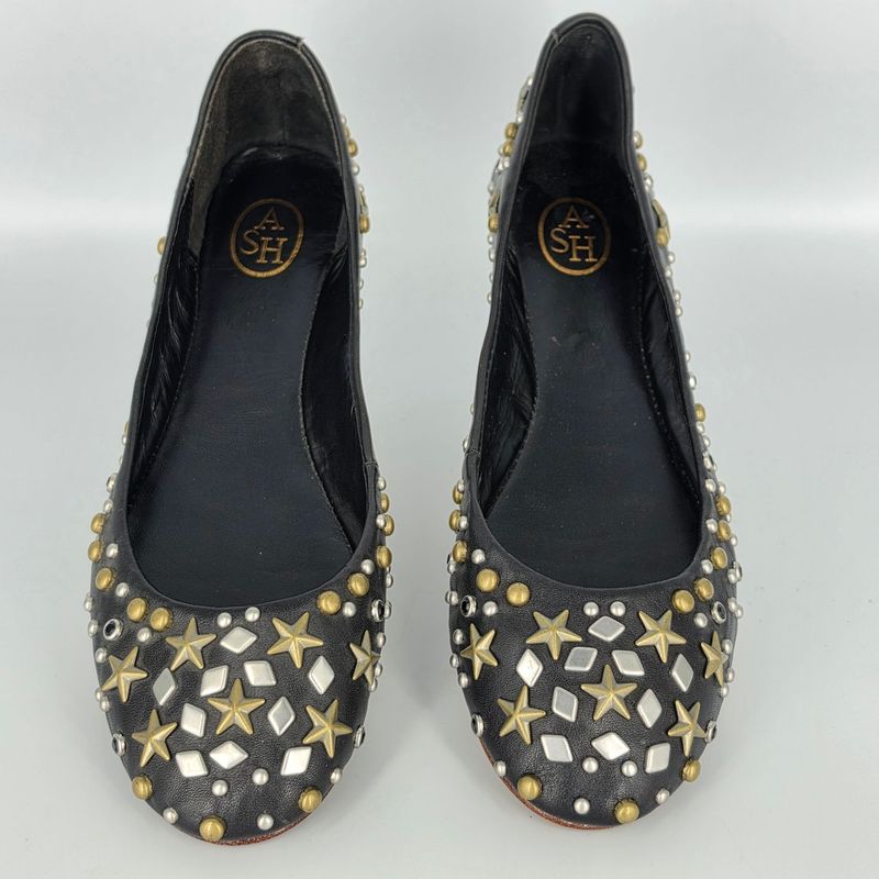 Ash Ballerinas mit Nietendetails aus Leder in schwarz Gr. 37