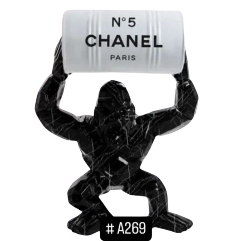 Gorille 95cm Chanel Blanc &amp; Noir
