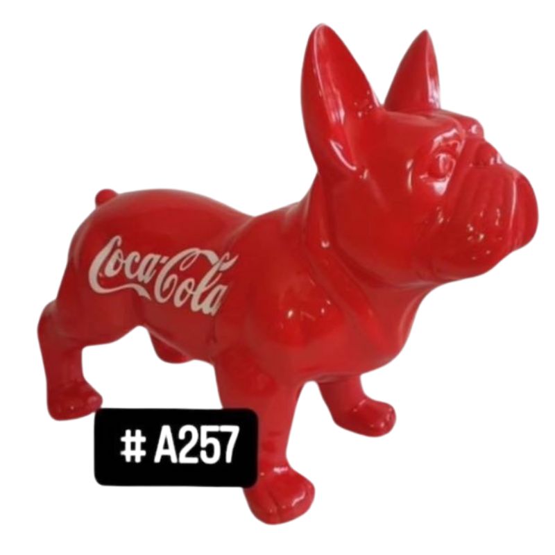 Bouledogue Français Marron 45cm Coca Cola Blanc