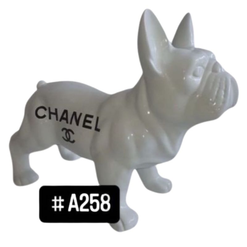 Bouledogue Français Marron 45cm Chanel Blanc